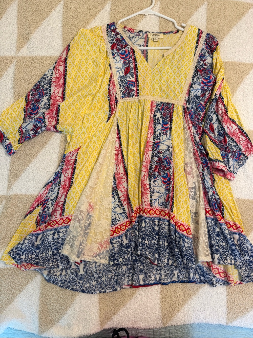 Umgee Boho Floral-Print Yellow shirt